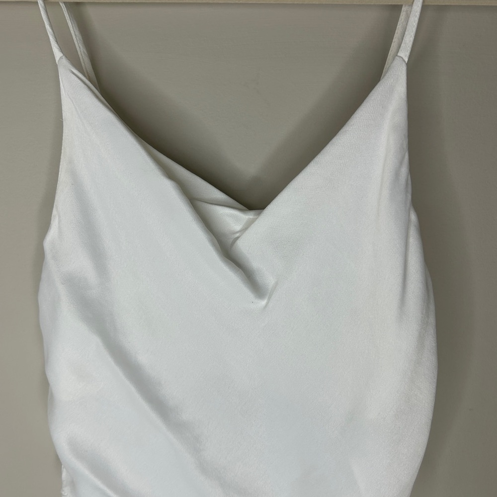 Zara Satin Cowl Neck Spaghetti Strap Top